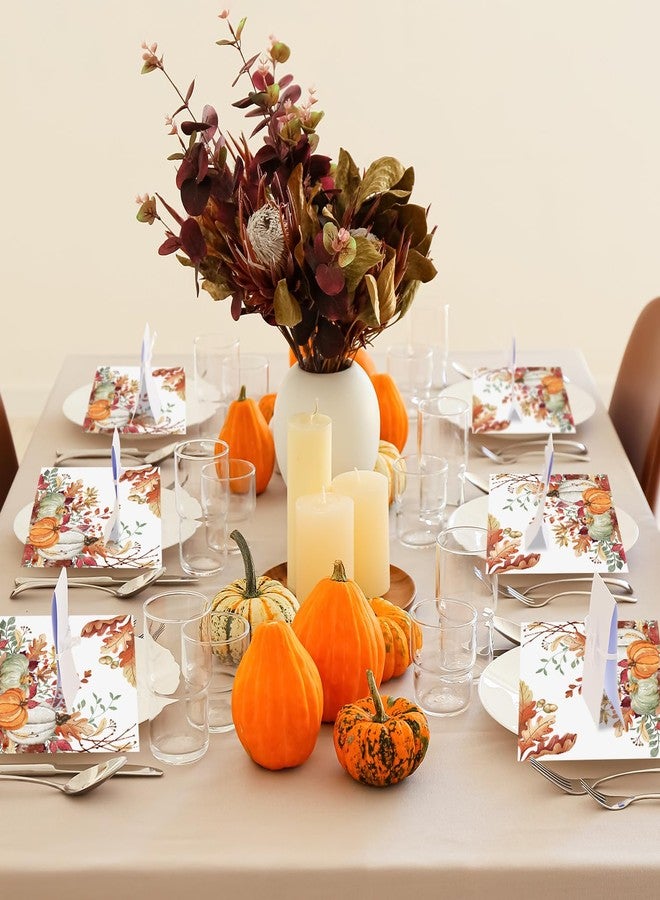 Quera 50Pcs Fall Paper napkins Watercolor Autumn Pumpkin Luncheon Napkins Farmhouse Dessert Dinner Hand Napkin for Thanksgiving Harvest Wedding Birthday Supplies, 6.5 x 6.5 Inch - Image 5